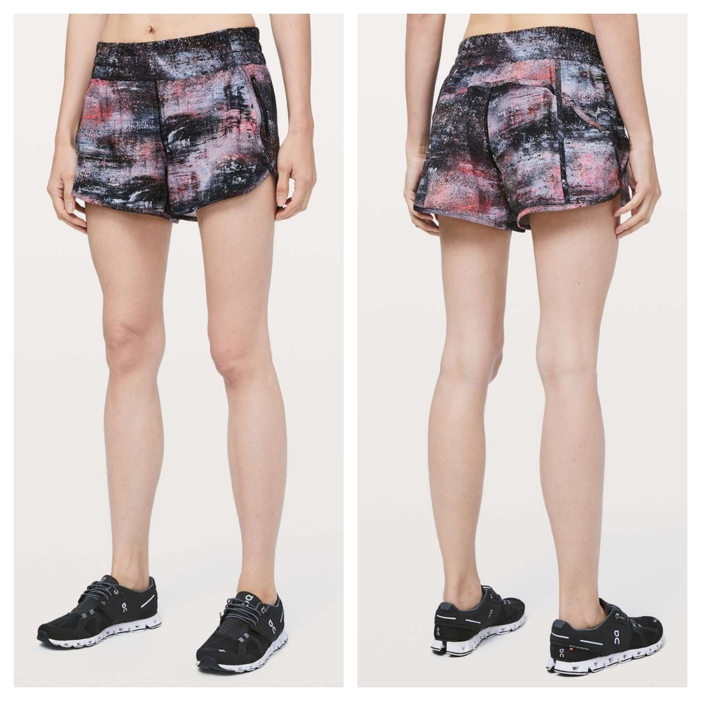 Lululemon Tracker Short V 4" Azurite Poppy Coral Multi Size 6